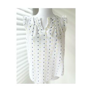 LOFT White Dot-Print Flutter Sleeve Camisole